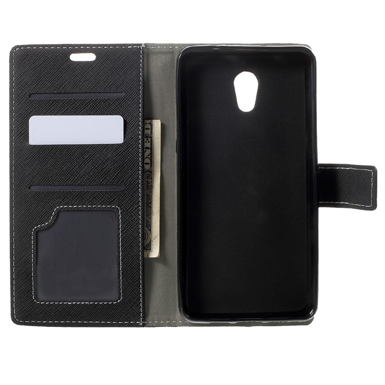 Cross Texture Wallet Flip Phone Case (PU Leather + TPU) for Lenovo P2 - Black-5