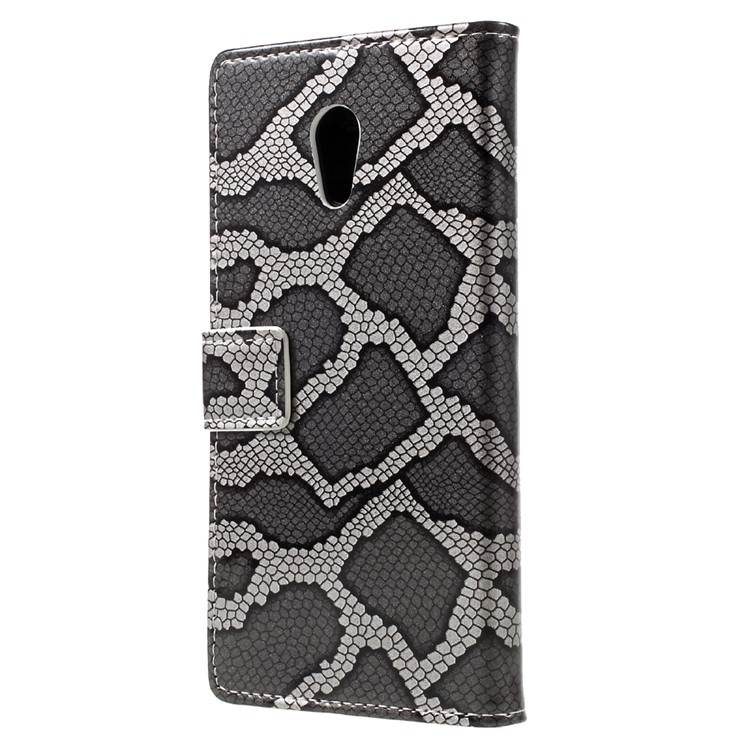 Snake Skin Leather Wallet Phone Case with Stand for Lenovo P2 - Grey-2