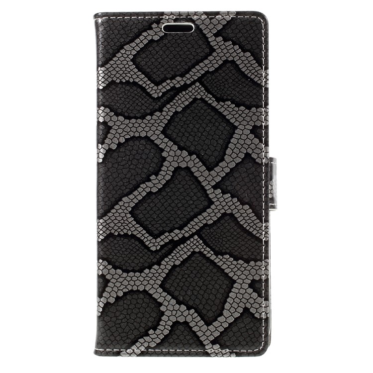 Snake Skin Leather Wallet Phone Case with Stand for Lenovo P2 - Grey-3
