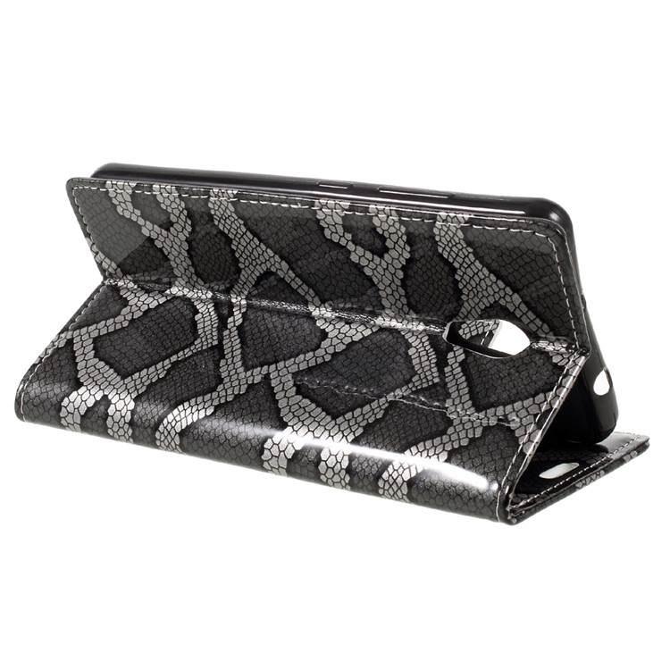 Snake Skin Leather Wallet Phone Case with Stand for Lenovo P2 - Grey-5