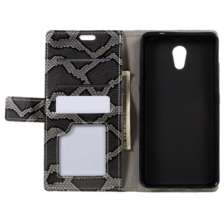 Snake Skin Leather Wallet Phone Case with Stand for Lenovo P2 - Grey-6