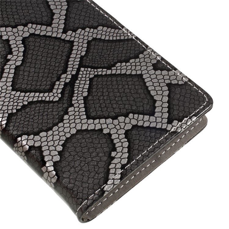 Snake Skin Leather Wallet Phone Case with Stand for Lenovo P2 - Grey-7