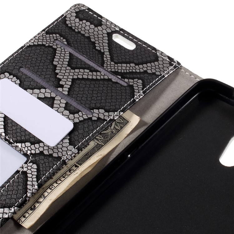 Snake Skin Leather Wallet Phone Case with Stand for Lenovo P2 - Grey-9