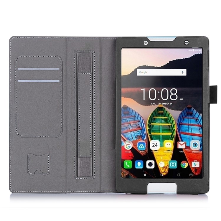 Leather Tablet Case with Credit/SIM Card Slots for Lenovo Tab3 8 - Black-3
