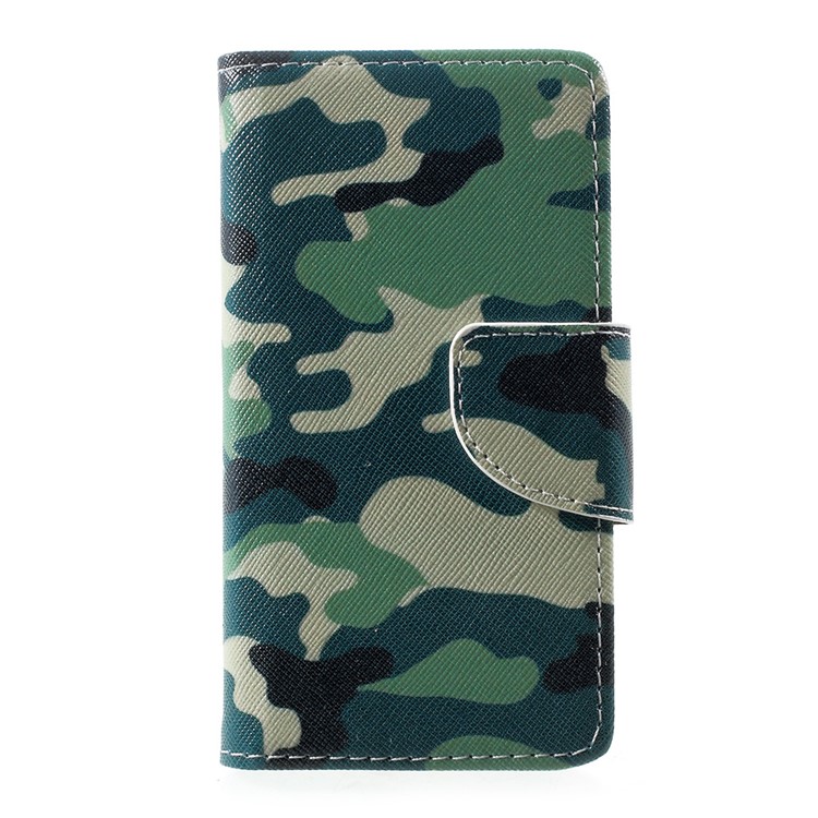 Pattern Printing Leather Wallet Phone Shell for Lenovo A1000 - Camouflage Pattern-2