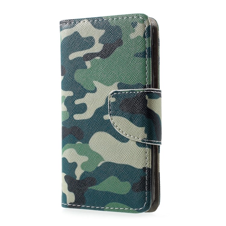 Pattern Printing Leather Wallet Phone Shell for Lenovo A1000 - Camouflage Pattern-3