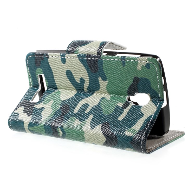 Pattern Printing Leather Wallet Phone Shell for Lenovo A1000 - Camouflage Pattern-5