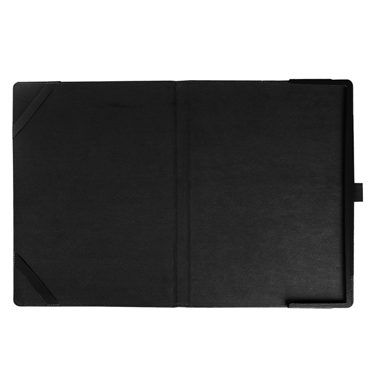 Litchi Grain Leather Folio Flip Case for Lenovo Yoga A12 Tablet and Keyboard - Black-4