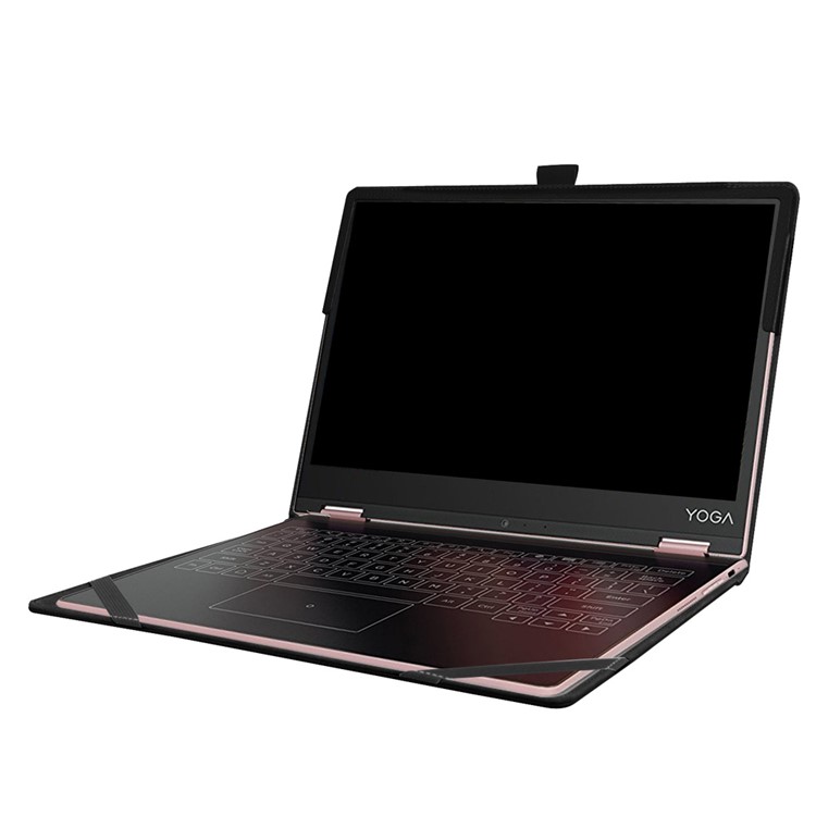 Litchi Grain Leather Folio Flip Case for Lenovo Yoga A12 Tablet and Keyboard - Black-6