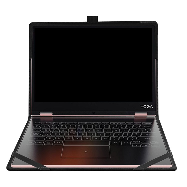 Litchi Grain Leather Folio Flip Case for Lenovo Yoga A12 Tablet and Keyboard - Black-7