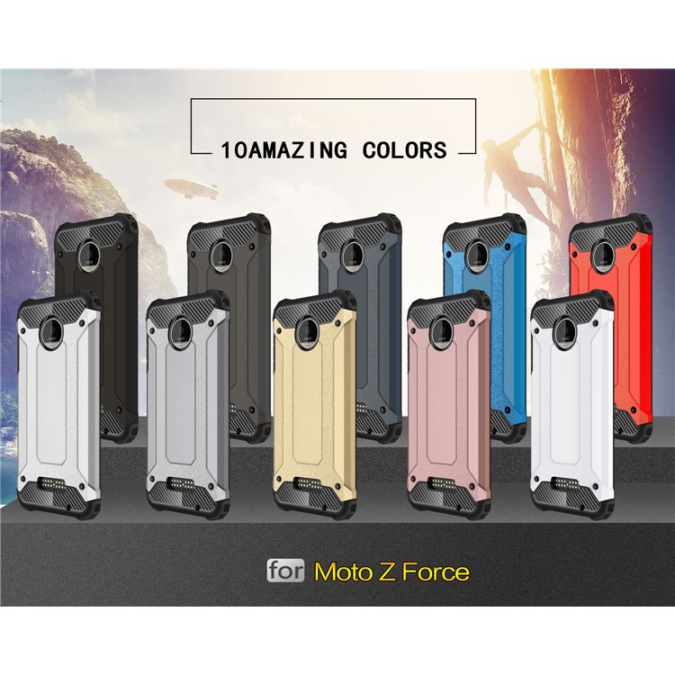 Heavy Duty Rugged Hybrid Cell Phone Cover (PC + TPU) for Motorola Moto Z Force - Black-2