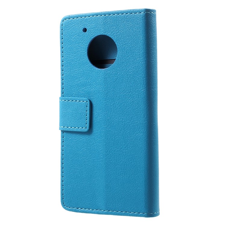Mobile Casing Leather Stand Card Holder Shell for Motorola Moto G5 - Blue-3
