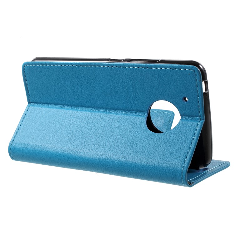 Mobile Casing Leather Stand Card Holder Shell for Motorola Moto G5 - Blue-4