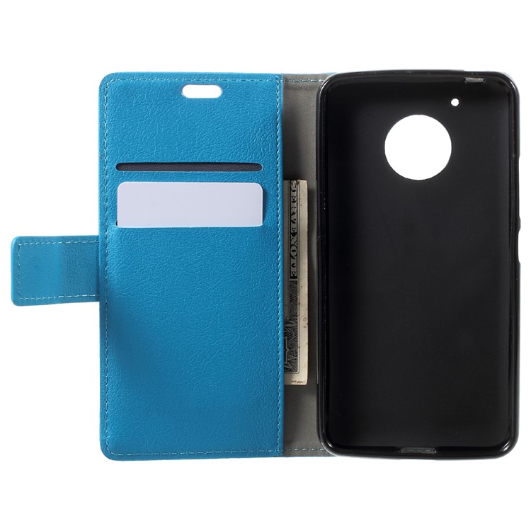 Mobile Casing Leather Stand Card Holder Shell for Motorola Moto G5 - Blue-5