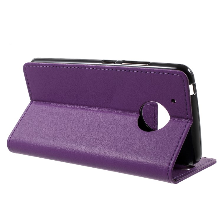 Wallet Stand Leather Cell Phone Case for Motorola Moto G5 - Purple-4