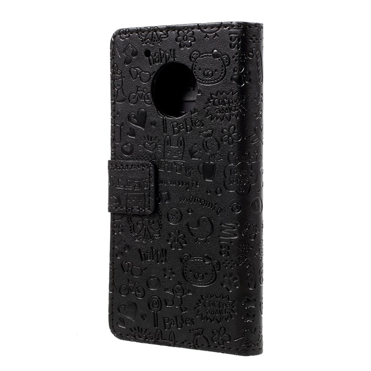 For Motorola Moto G5 Cartoon Graffiti Wallet Leather Case - Black-2
