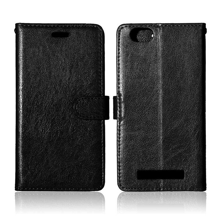Crazy Horse Wallet Leather Stand Case for Lenovo Vibe C A2020 - Black-2