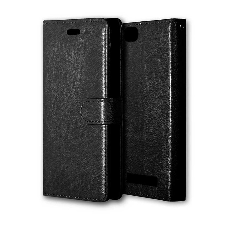 Crazy Horse Wallet Leather Stand Case for Lenovo Vibe C A2020 - Black-3
