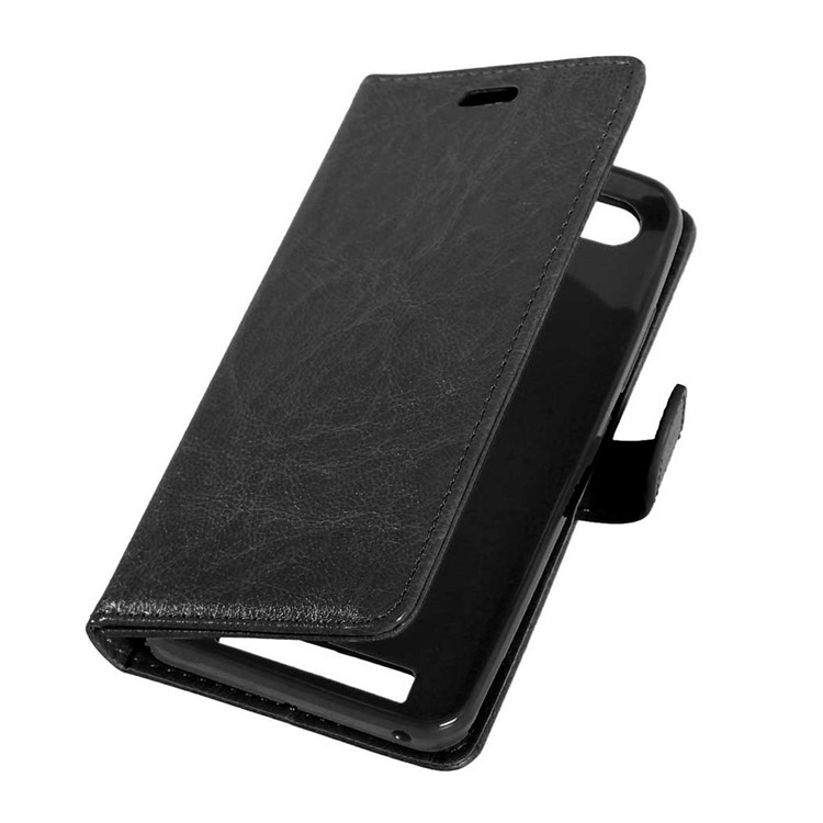 Crazy Horse Wallet Leather Stand Case for Lenovo Vibe C A2020 - Black-5