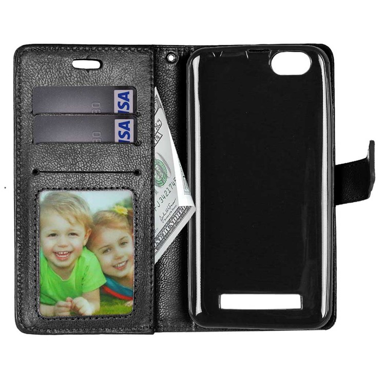 Crazy Horse Wallet Leather Stand Case for Lenovo Vibe C A2020 - Black-6