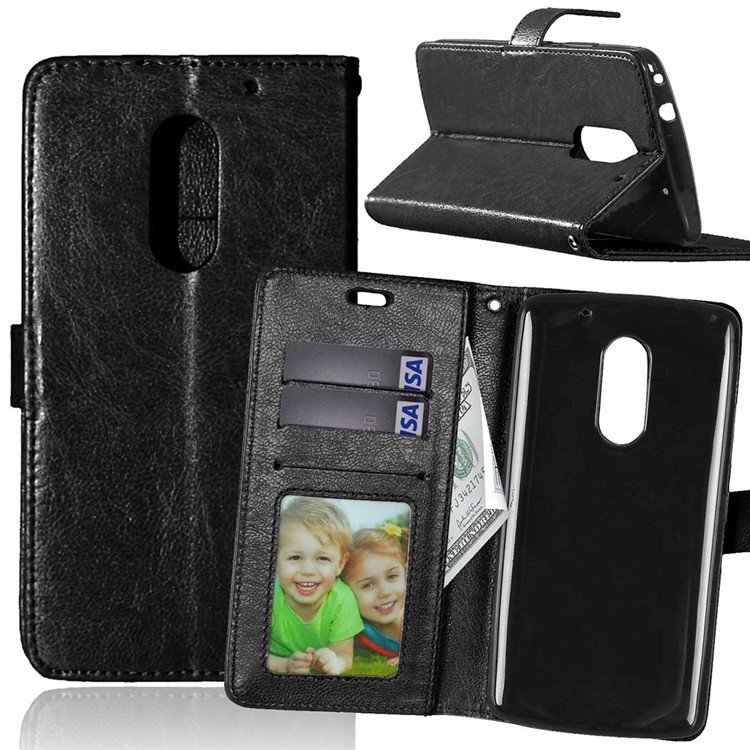Crazy Horse Wallet Leather Stand Case for Lenovo Vibe X3 - Black-1