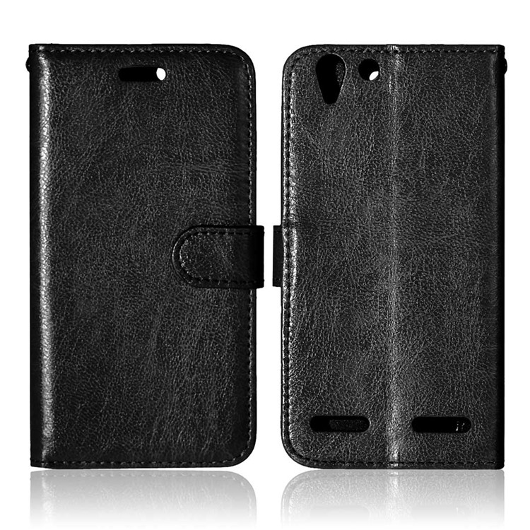 Crazy Horse Leather Wallet Case for Lenovo Vibe K5 / K5 Plus - Black-2