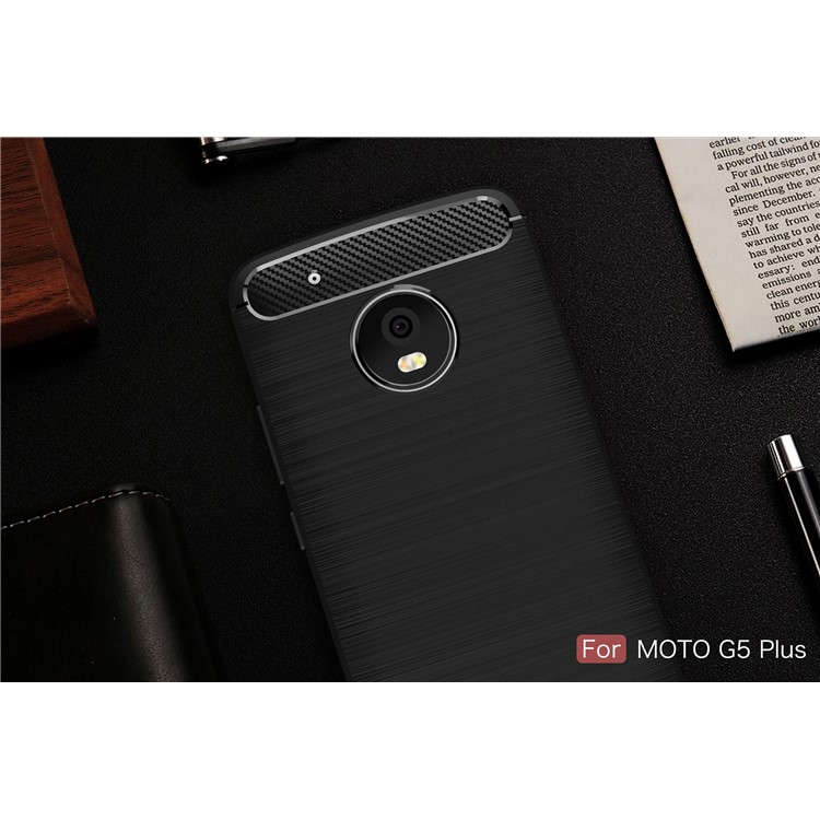Brushed TPU Carbon Fiber Phone Case for Motorola Moto G5 Plus - Black-11