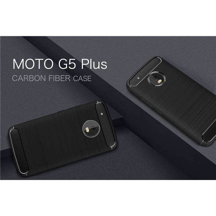 Brushed TPU Carbon Fiber Phone Case for Motorola Moto G5 Plus - Black-2