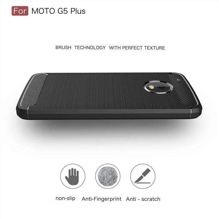 Brushed TPU Carbon Fiber Phone Case for Motorola Moto G5 Plus - Black-4