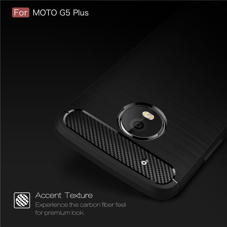 Brushed TPU Carbon Fiber Phone Case for Motorola Moto G5 Plus - Black-5