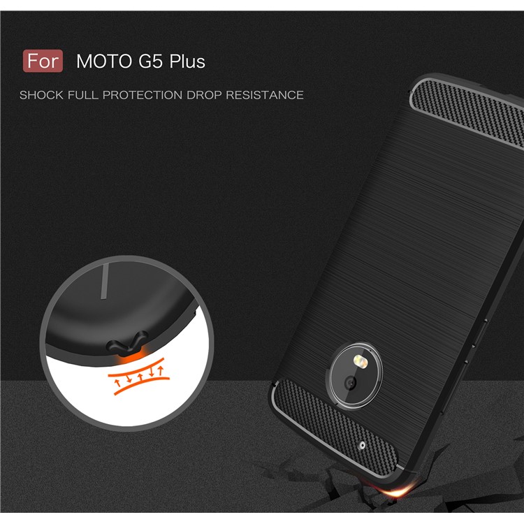 Brushed TPU Carbon Fiber Phone Case for Motorola Moto G5 Plus - Black-7