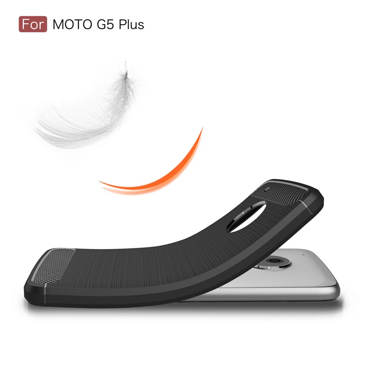 Brushed TPU Carbon Fiber Phone Case for Motorola Moto G5 Plus - Black-8