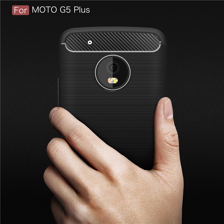 Brushed TPU Carbon Fiber Phone Case for Motorola Moto G5 Plus - Black-9