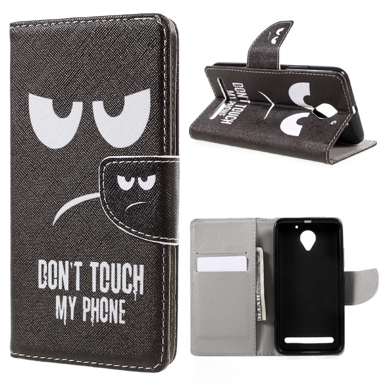 Pattern Printing Magnetic Leather Stand Case with Card Slots for Lenovo Vibe C2 - Do not Touch My Phone-1