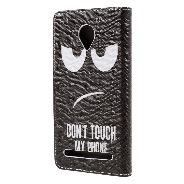 Pattern Printing Magnetic Leather Stand Case with Card Slots for Lenovo Vibe C2 - Do not Touch My Phone-2