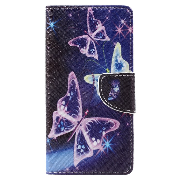 Pattern Printing Wallet Leather Cover Case for Lenovo Vibe C2 - Vivid Butterflies-1