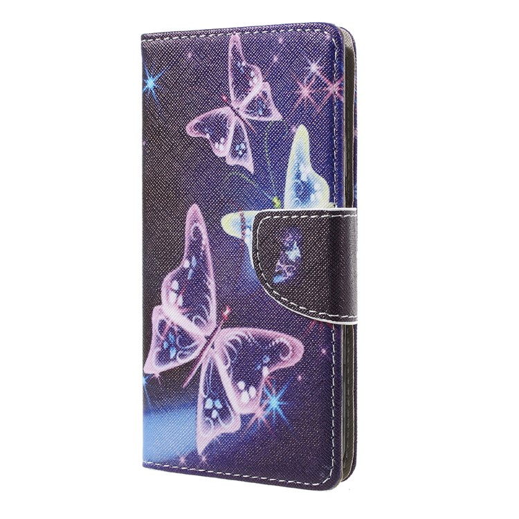 Pattern Printing Wallet Leather Cover Case for Lenovo Vibe C2 - Vivid Butterflies-2