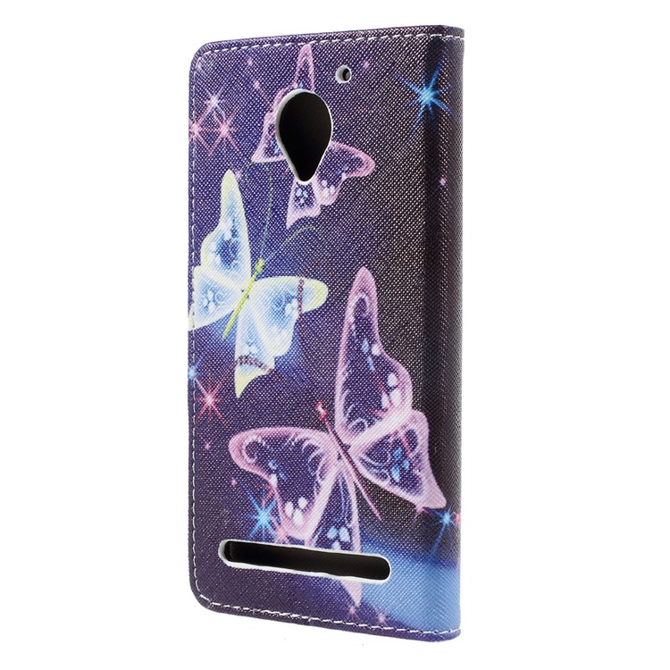 Pattern Printing Wallet Leather Cover Case for Lenovo Vibe C2 - Vivid Butterflies-3