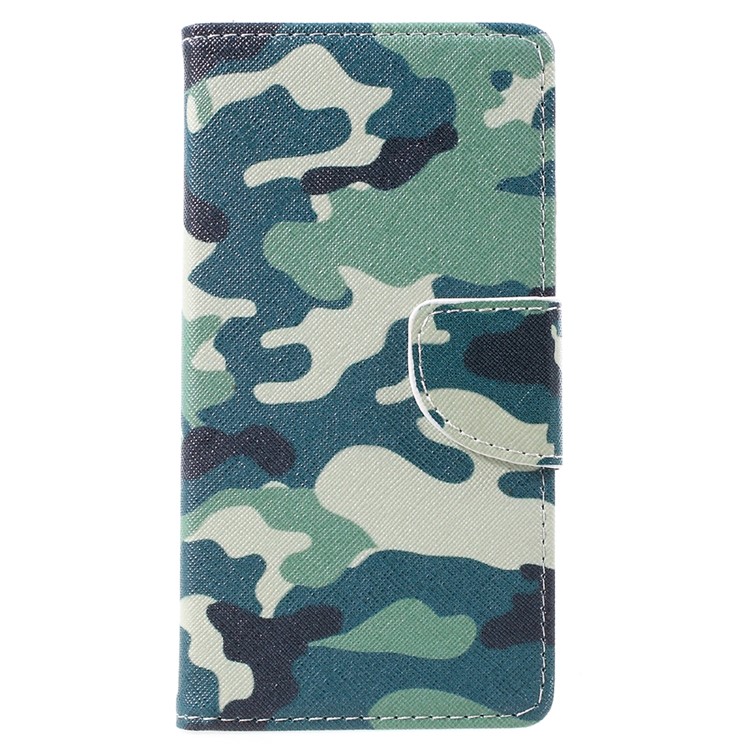 For Lenovo Vibe C2 Pattern Printing Wallet Leather Stand Cover - Camouflage Pattern-1