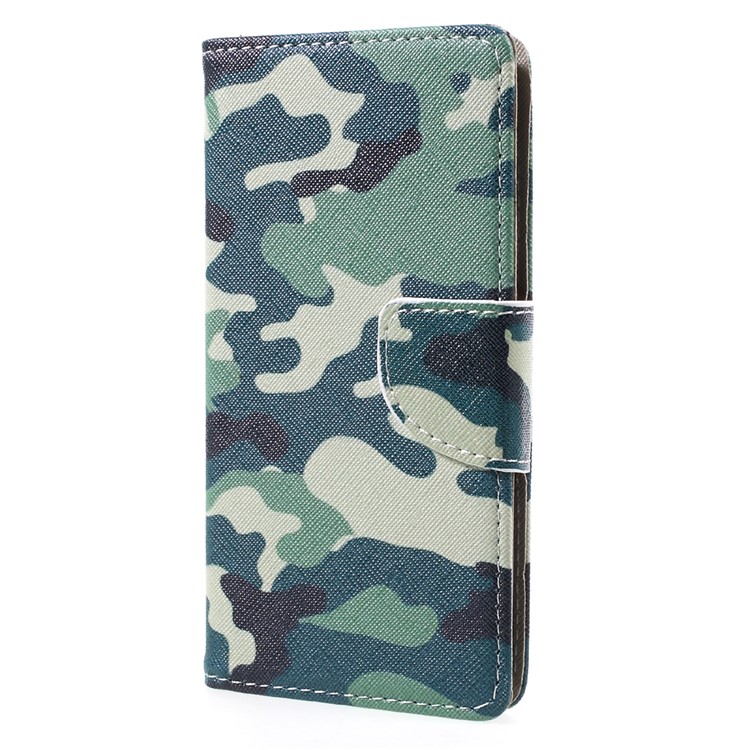 For Lenovo Vibe C2 Pattern Printing Wallet Leather Stand Cover - Camouflage Pattern-2