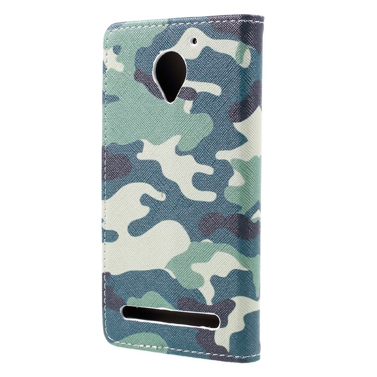 For Lenovo Vibe C2 Pattern Printing Wallet Leather Stand Cover - Camouflage Pattern-3