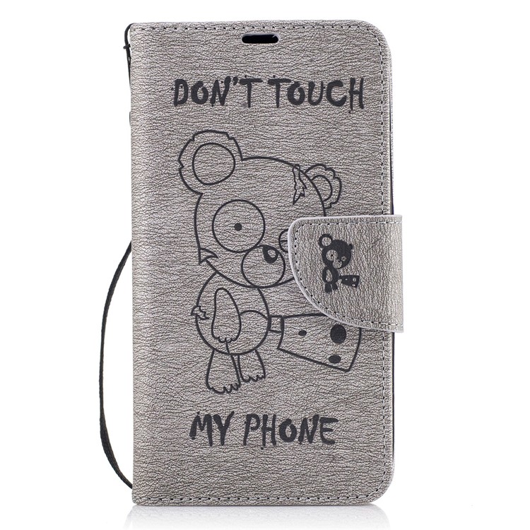 Imprint Bear Wallet Leather Stand Case for Motorola Moto G5 - Grey-2