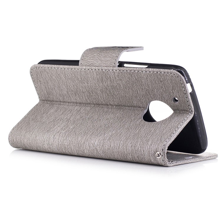 Imprint Bear Wallet Leather Stand Case for Motorola Moto G5 - Grey-4