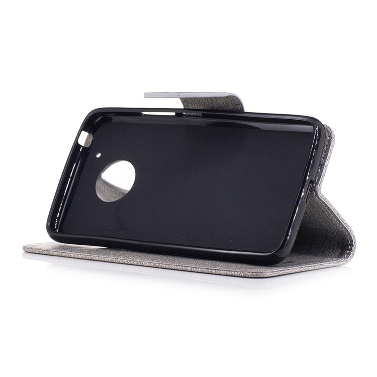 Imprint Bear Wallet Leather Stand Case for Motorola Moto G5 - Grey-5