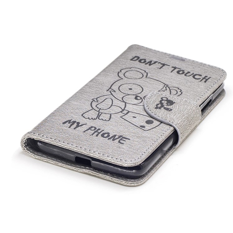 Imprint Bear Wallet Leather Stand Case for Motorola Moto G5 - Grey-6