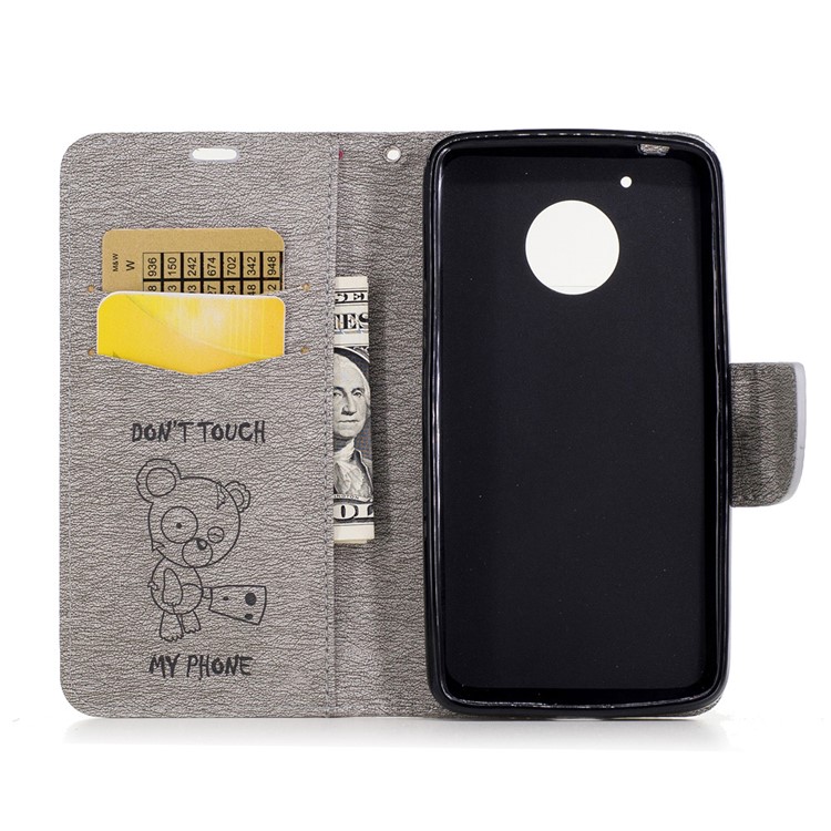 Imprint Bear Wallet Leather Stand Case for Motorola Moto G5 - Grey-8