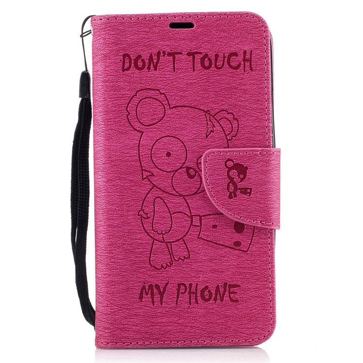 Imprint Bear Wallet Leather Stand Cover for Motorola Moto G5 - Rose-2