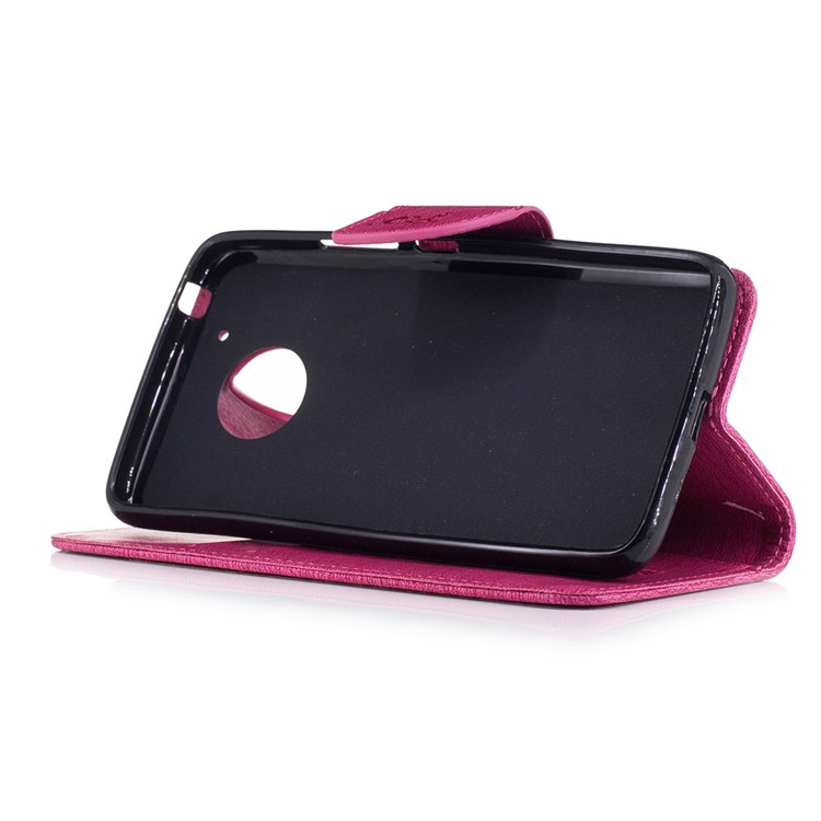 Imprint Bear Wallet Leather Stand Cover for Motorola Moto G5 - Rose-6