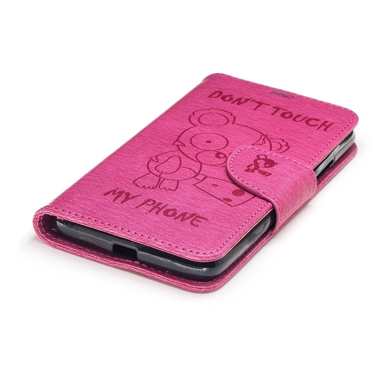 Imprint Bear Wallet Leather Stand Cover for Motorola Moto G5 - Rose-7