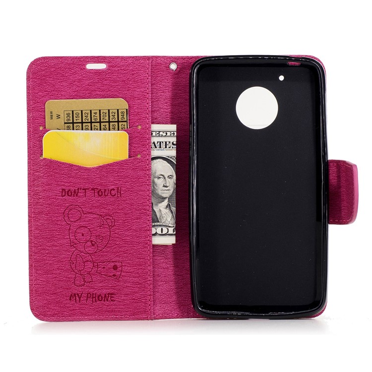Imprint Bear Wallet Leather Stand Cover for Motorola Moto G5 - Rose-9